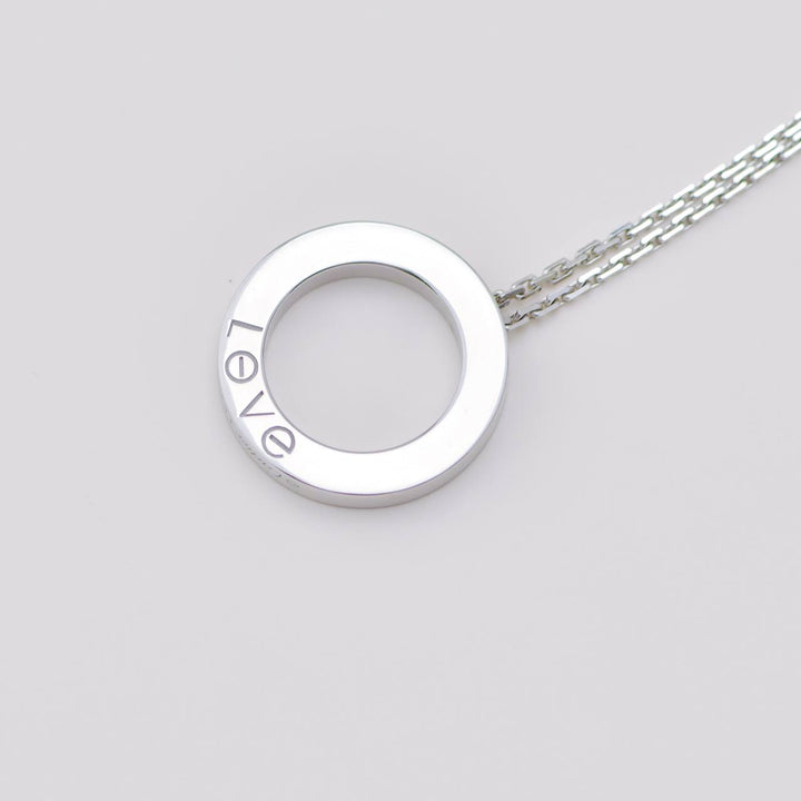 Authentic Used Cartier Love Pavé Diamond 18K White Gold Necklace