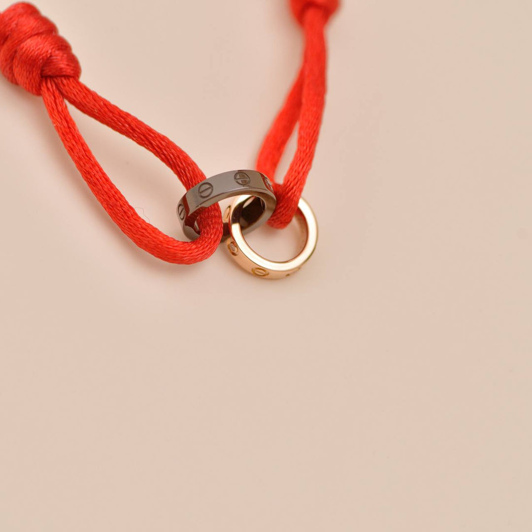 Preowned Cartier Love Cord Bracelet Diamond Sèvres Porcelain 18k Rose Gold