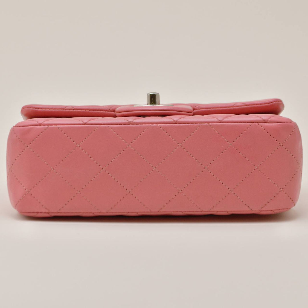 Authentic Preloved Chanel Mini Classic Flap Bag Pink Quilted Lambskin Leather