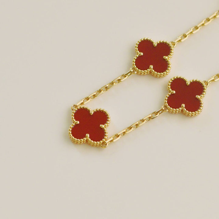 Van Cleef & Arpels Vintage Alhambra Carnelian 5 Motif Bracelet