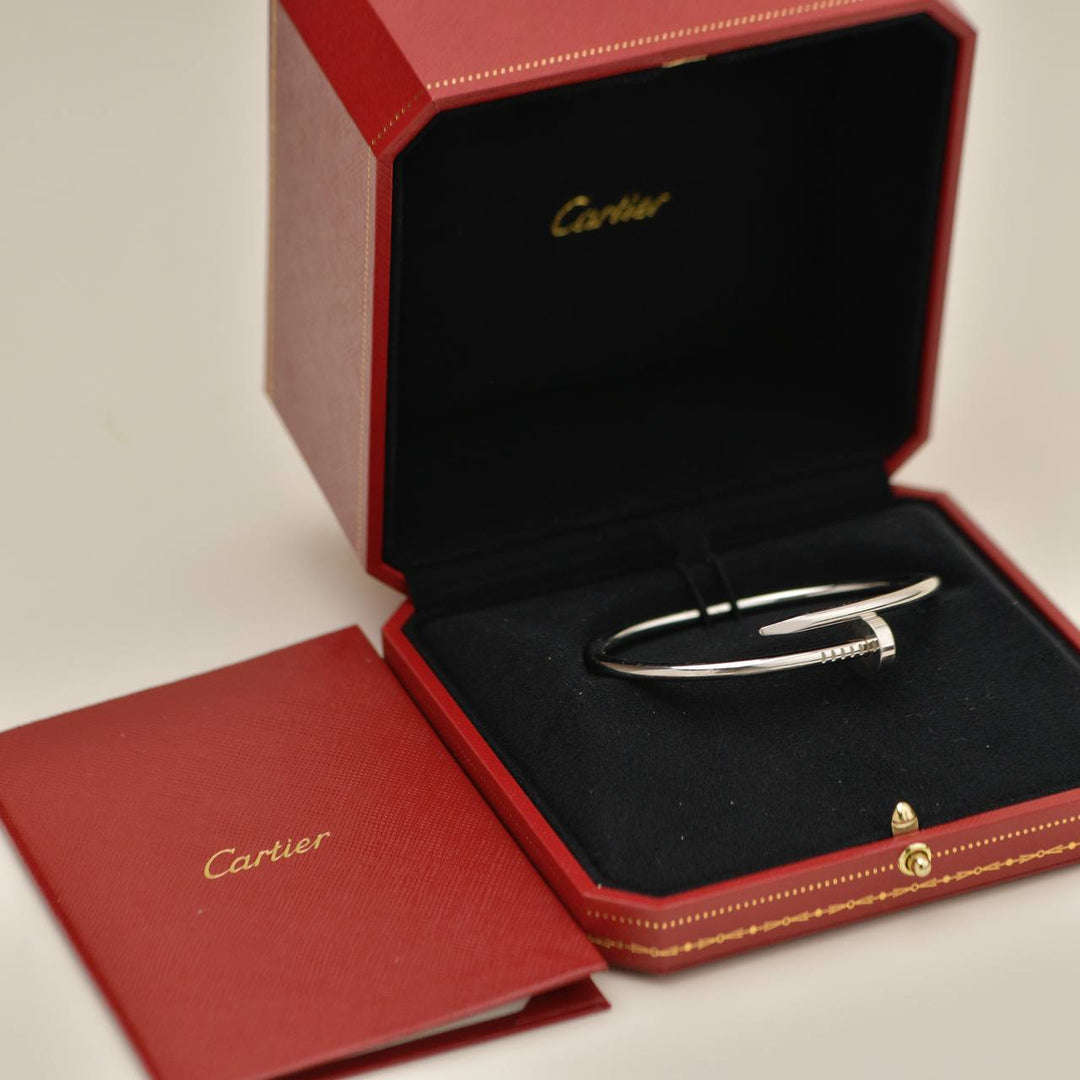 Preowned Authentic Cartier Juste un Clou Bracelet Classic Model 18K White Gold Size 18