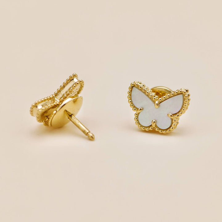 Second Hand Authentic Van Cleef Sweet Alhambra Butterfly Mother of Pearl Earstuds