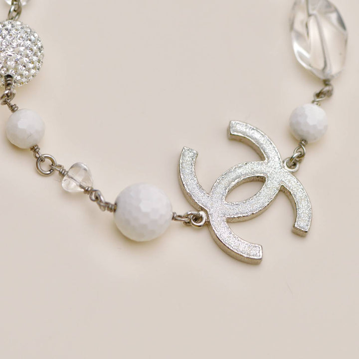 Authentic Chanel CC Crystal Pearl & Cube Long Necklace