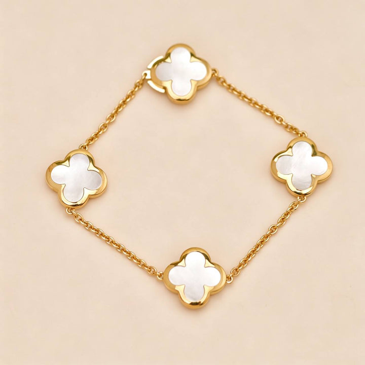 Authentic Preowned Van Cleef Pure Alhambra Bracelet Mother of Pearl 18K Yellow Gold