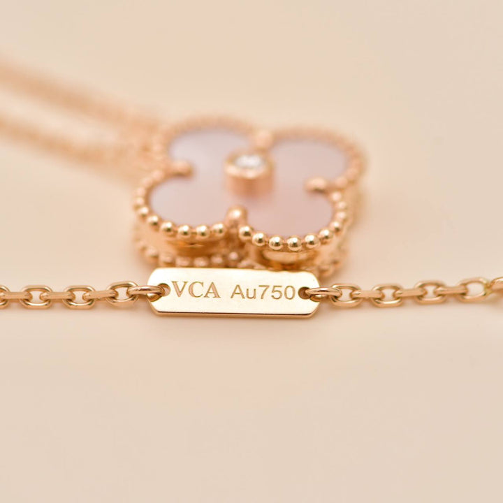 Van Cleef & Arpels 2025 Holiday Pendant Pink Mother of Pearl 18K Rose Gold