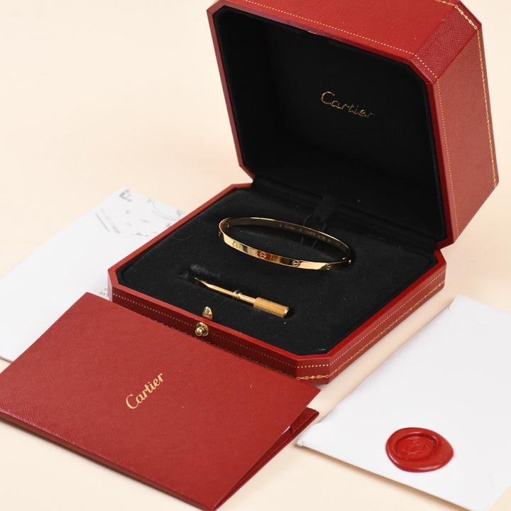 Preowned  Cartier Love Small Model Bracelet Size 18 in 18K Yellow Gold