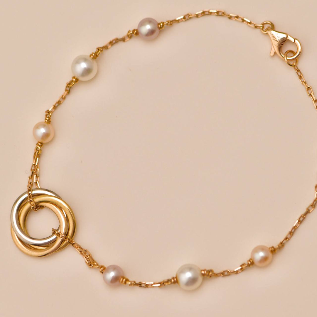 Cartier Trinity Pearl Bracelet in 18K Yellow, White & Rose Gold