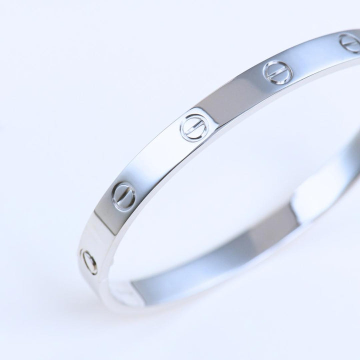 Authentic Second Hand Cartier Love Bracelet Classic Model 18K White Gold Size 18