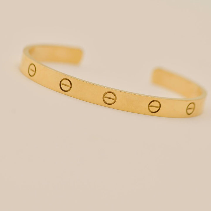 Authentic Second Hand Cartier Love Cuff 18K Yellow Gold Size 18