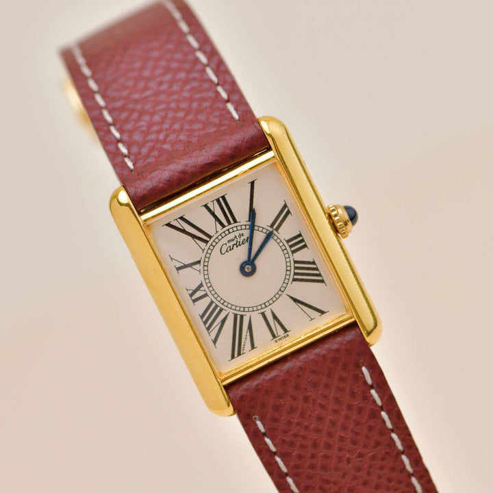 Preowned Authentic Cartier Tank Must Opalan Vermeil Watch Large Model reference W1005654
