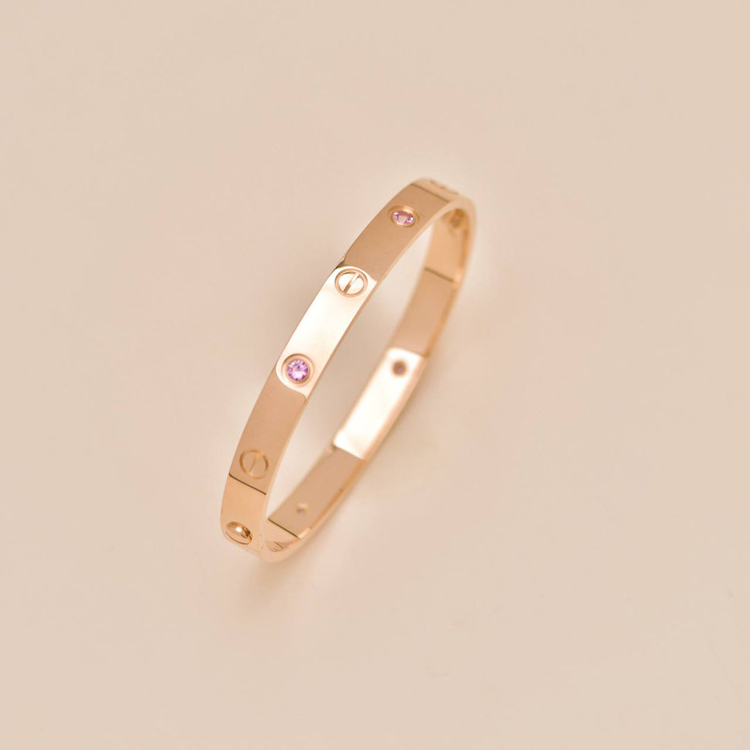 Authentic Preloved Cartier Love 4 Pink Sapphire Bracelet 18K Rose Gold