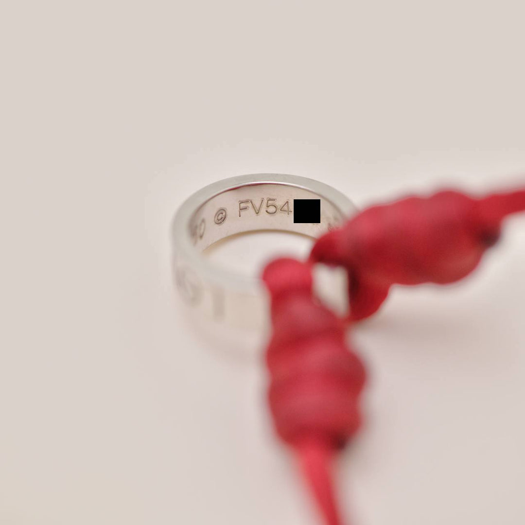 Preloved Authentic Cartier Love Cord Bracelet 18K White Gold Red Silk