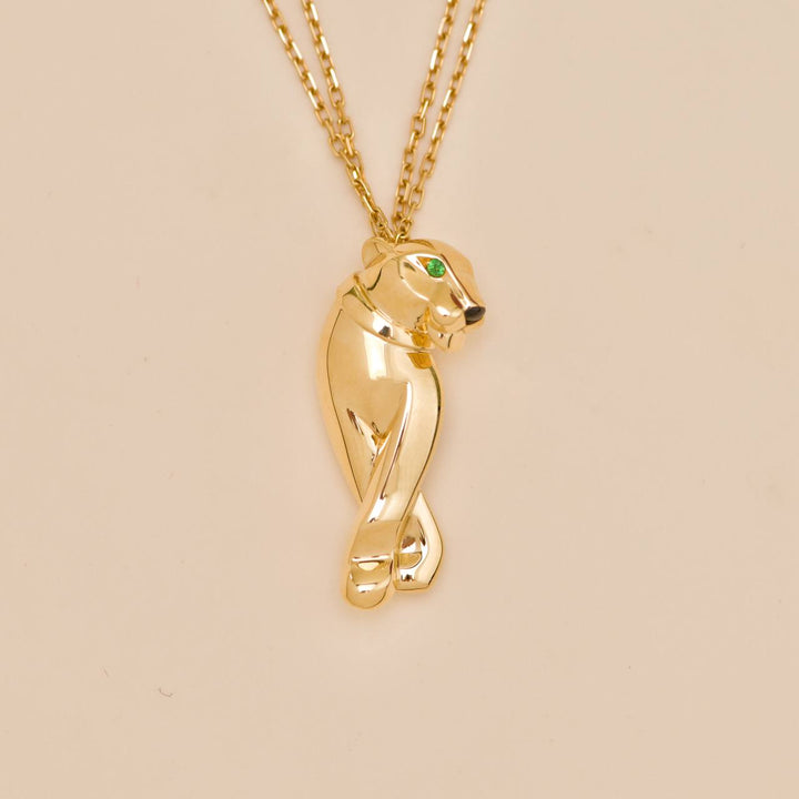 Preloved Cartier Panthère Tsavorite Onyx 18K Yellow Gold Necklace