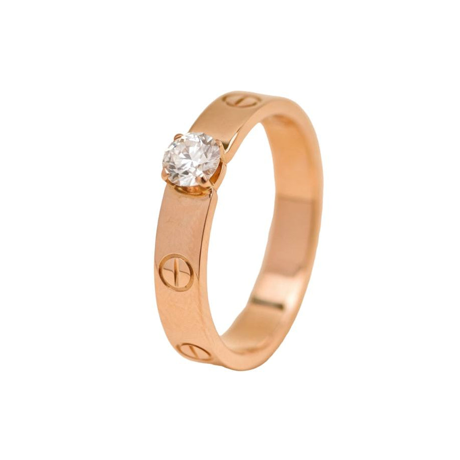 Authentic Preowned Full set Cartier Love Anniversary Diamond Ring 18K Rose Gold Size 56