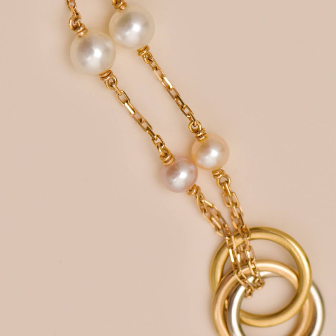 Cartier Trinity Pearl Bracelet in 18K Yellow, White & Rose Gold