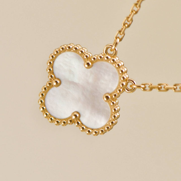 Authentic Preloved VCA Vintage Alhambra Mother of pearl Necklace 18K Yellow Gold