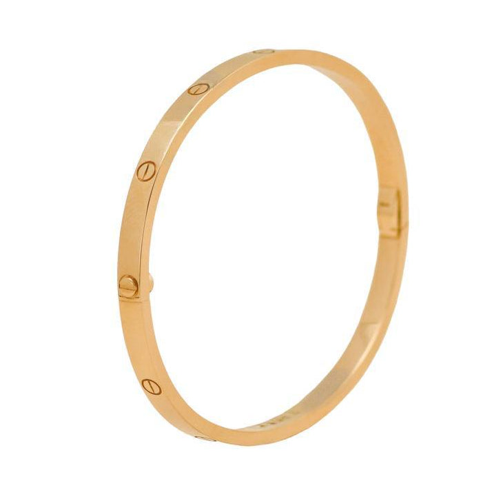 Authentic Preowned Full Set Cartier Love Classic Model Bracelet Size 16 in 18K Yellow Gold
