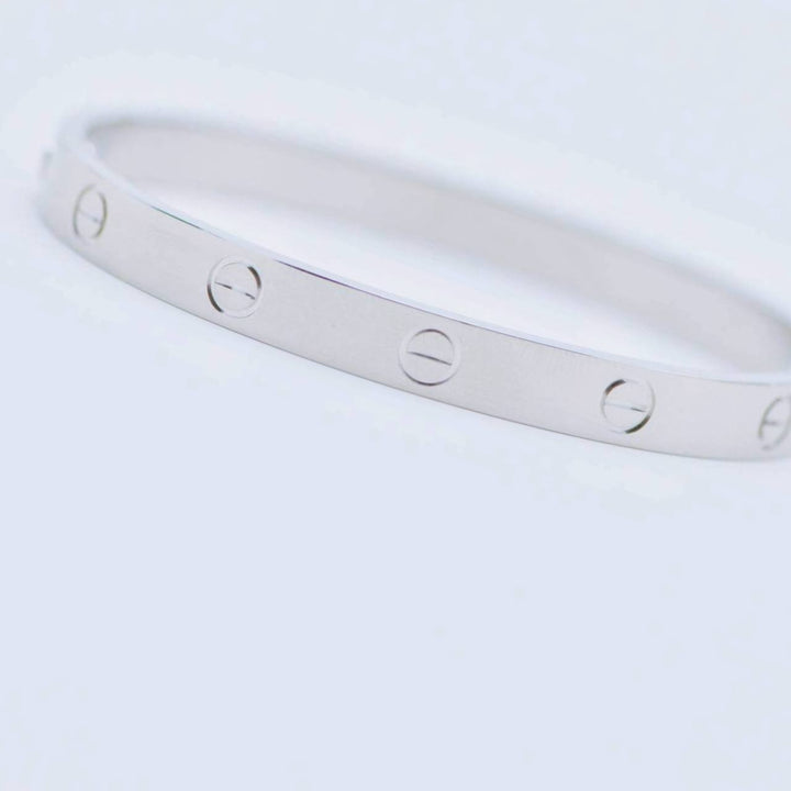 Preowned Full set Authentic Cartier Love Bracelet Classic Model 18K White Gold Size 18