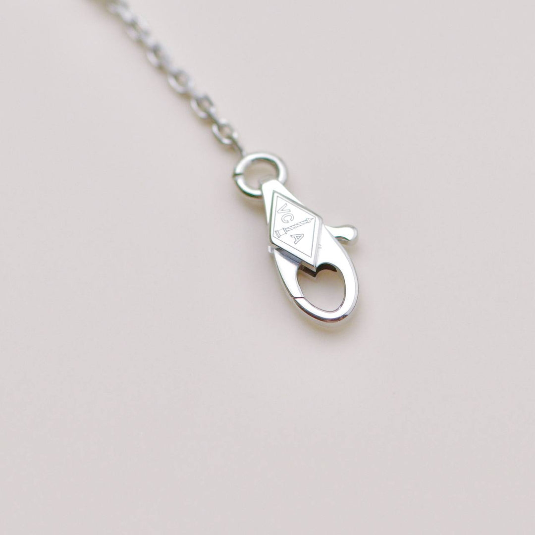 Second Hand Authentic Van Cleef Sweet Alhambra Turquoise Butterfly 18K White Gold Necklace