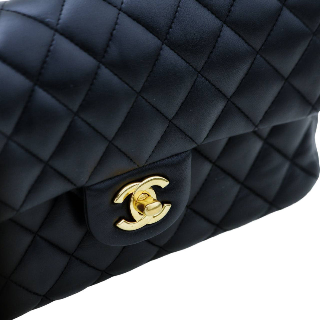 Second Hand Chanel Small Classic Double Flap Lambskin Black Quilted Bag