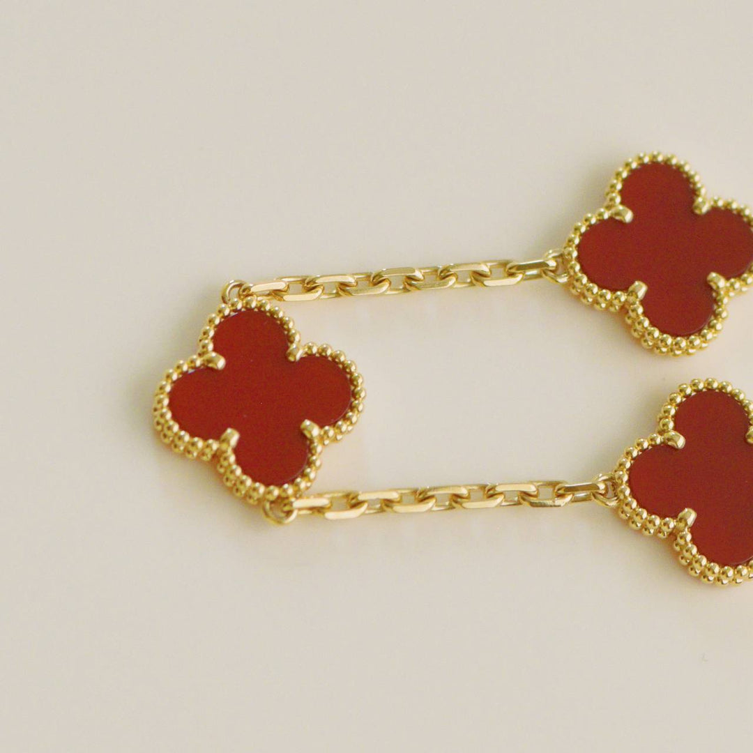 Van Cleef & Arpels Vintage Alhambra Carnelian 5 Motif Bracelet