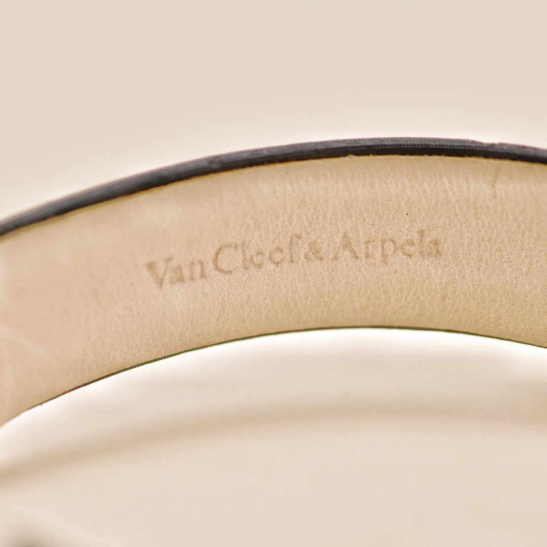 Used Authentic Van Cleef Frivole Diamond 18K Yellow Gold Satin Leather Bracelet