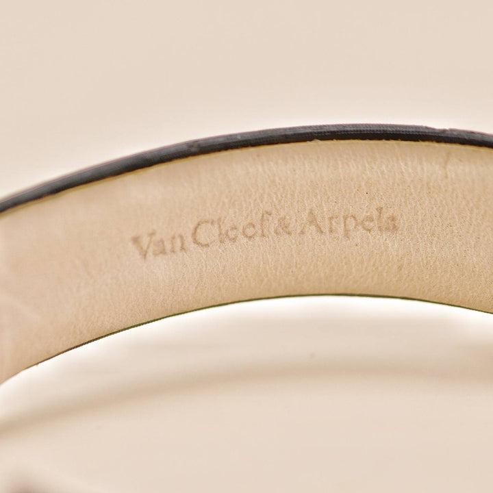 Used Authentic Van Cleef Frivole Diamond 18K Yellow Gold Satin Leather Bracelet