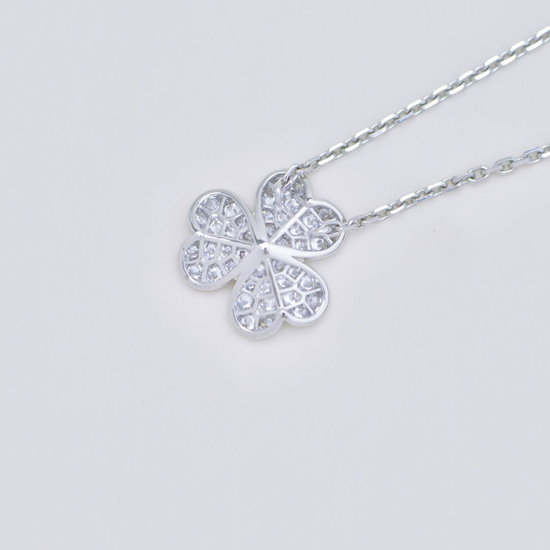 Preowned Authentic Full set VCA Frivole Pavé Diamonds 18K White Gold Pendant Small Model