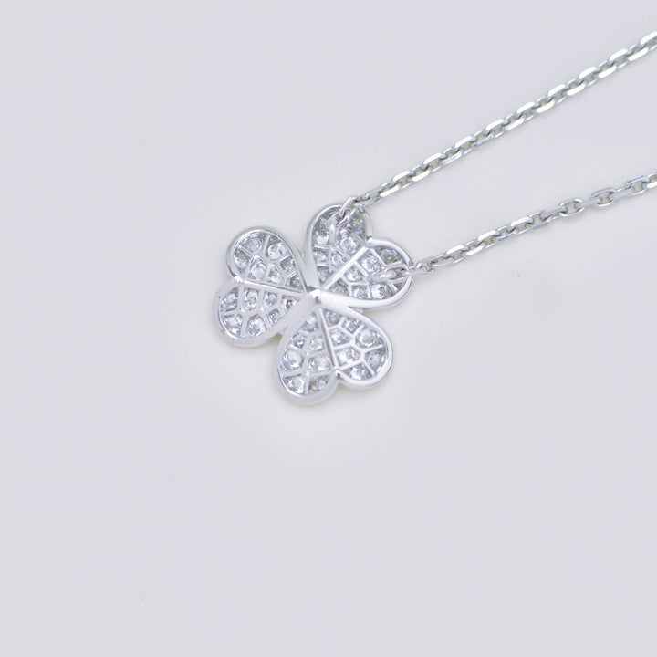 Preowned Authentic Full set VCA Frivole Pavé Diamonds 18K White Gold Pendant Small Model