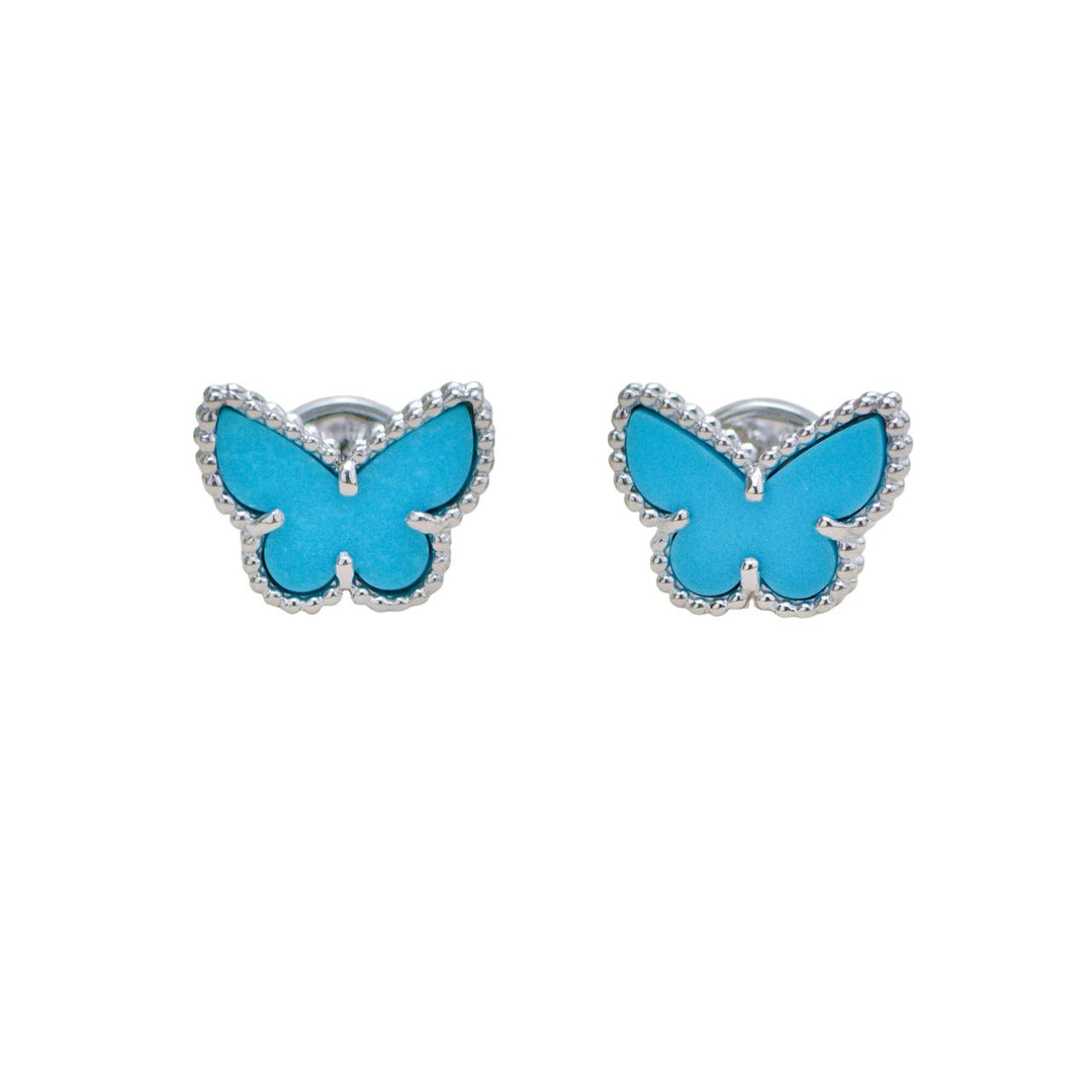 Preloved Authentic Van Cleef & Arpels Sweet Alhambra Butterfly Turquoise 18K White Gold Earrings
