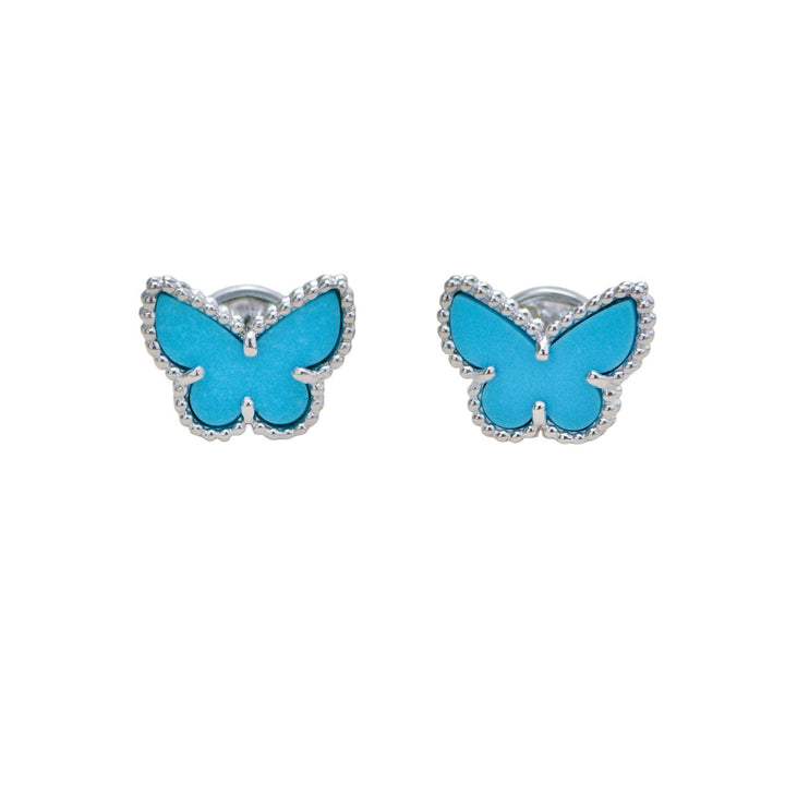 Preloved Authentic Van Cleef & Arpels Sweet Alhambra Butterfly Turquoise 18K White Gold Earrings