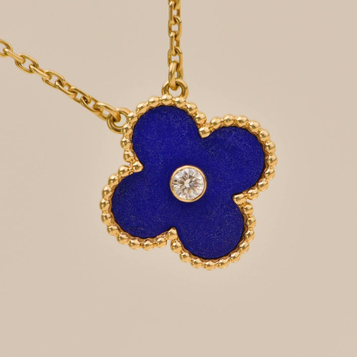Authentic Preowned VCA 2010 Holiday Pendant Lapis Lazuli Diamond 18K Yellow Gold