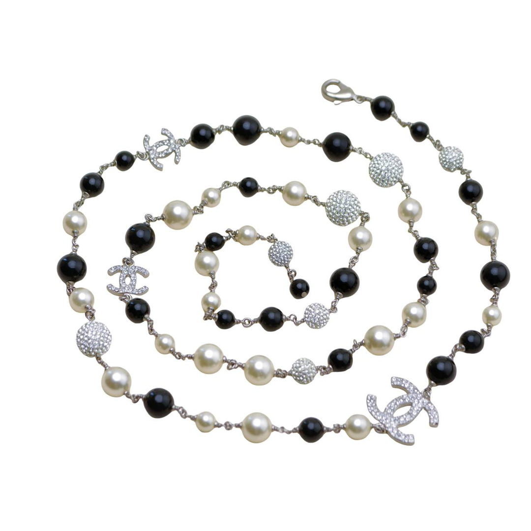 Authentic Preloved Chanel CC Faux Pearl and Crystals Sautoir Long Necklace
