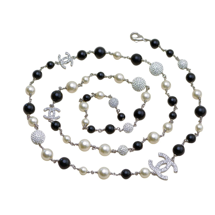 Authentic Preloved Chanel CC Faux Pearl and Crystals Sautoir Long Necklace
