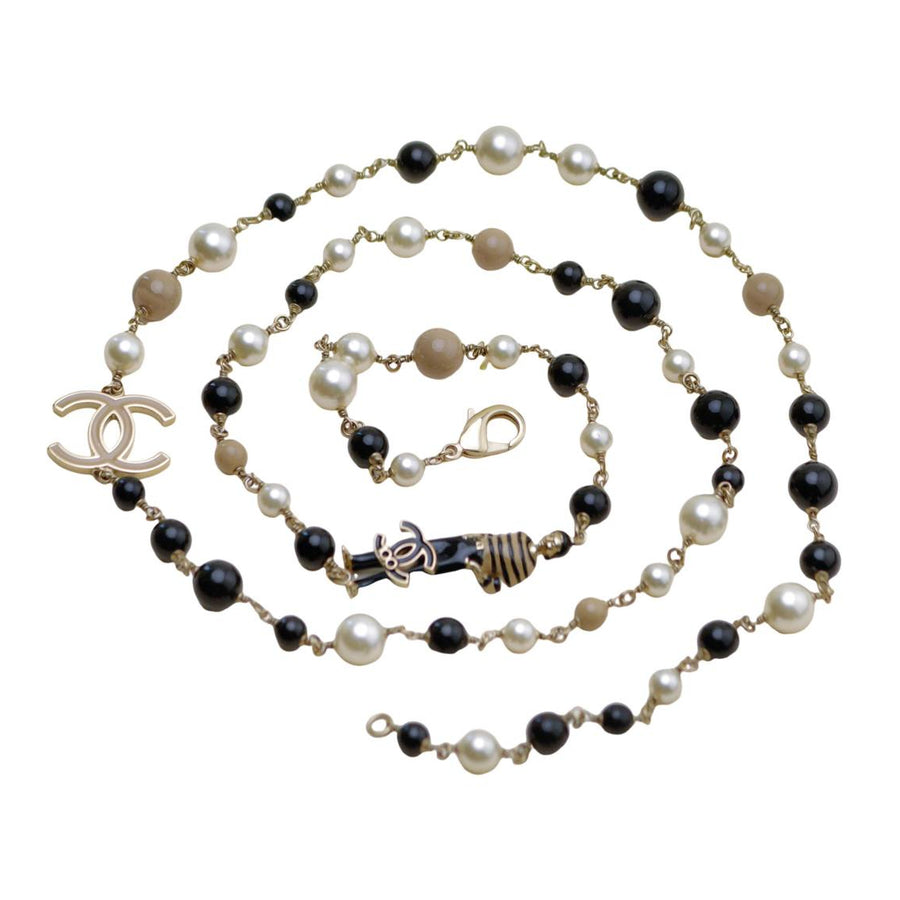 Authentic Preloved Chanel CC Limited Edition Enamel Mademoiselle Faux Pearl Long Necklace