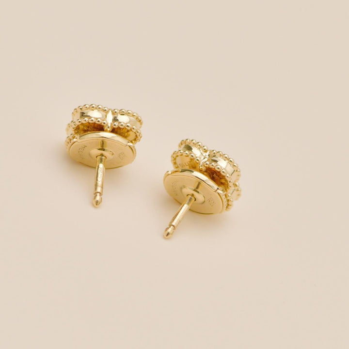 Second Hand Authentic Van Cleef Sweet Alhambra Mother of Pearl 18K Yellow Gold Stud Earrings