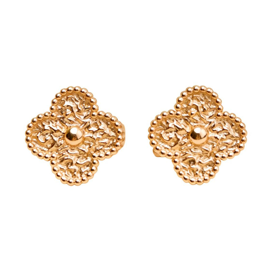 Preowned Authentic Full set Van Cleef & Arpels Vintage Alhambra Hammered Earrings