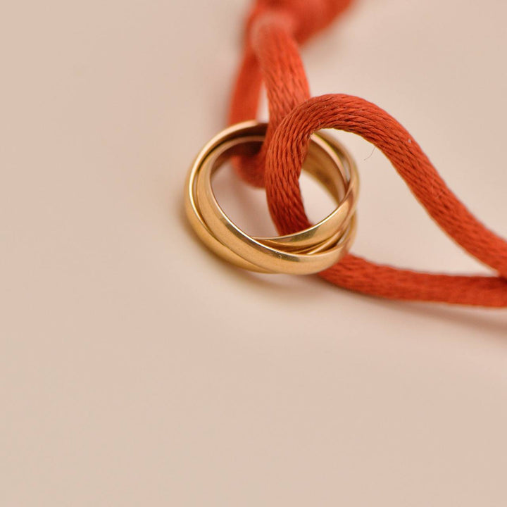 Preloved Authentic Cartier Trinity Red Silk Cord Bracelet 18K Rose Gold