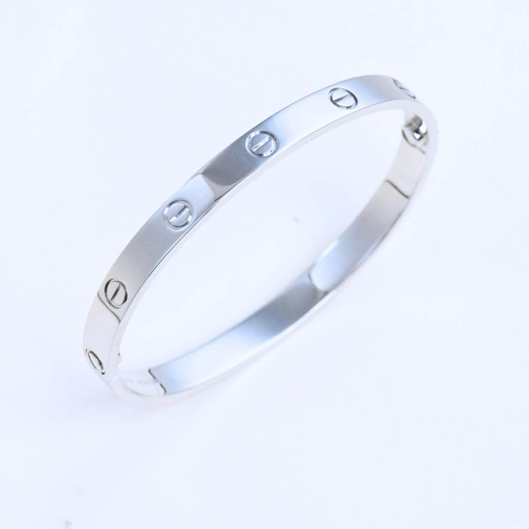 Authentic Used Cartier Love Bracelet Classic Model 18K White Gold Size 18