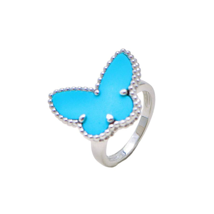 Full set Authentic Preloved Van Cleef Lucky Alhambra Turquoise Butterfly Ring Size 51