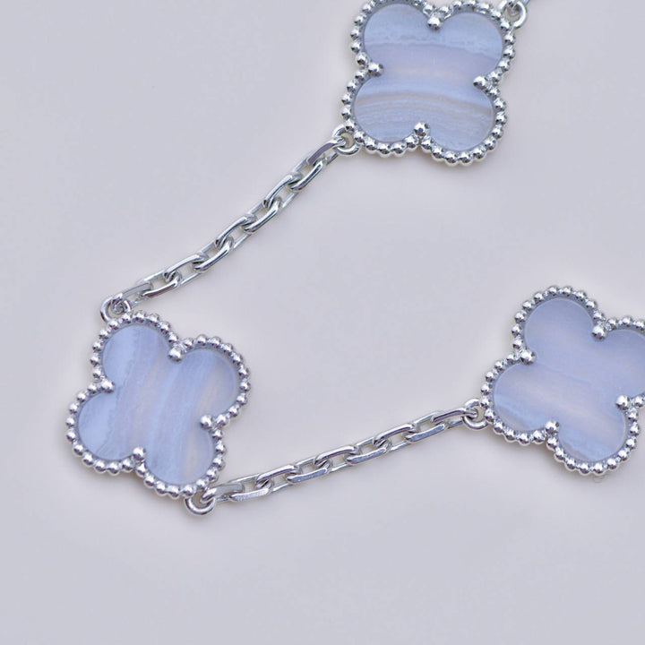 Authentic VCA Vintage Alhambra Chalcedony 5 Motif Bracelet