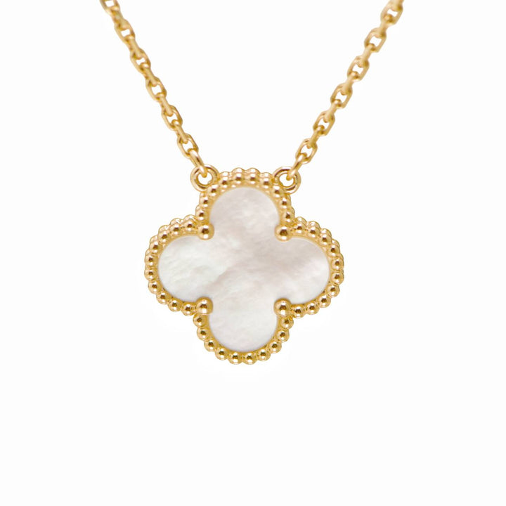 Authentic Second Hand Full set Van Cleef & Arpels Vintage Alhambra Mother of pearl Necklace 18K Yellow Gold