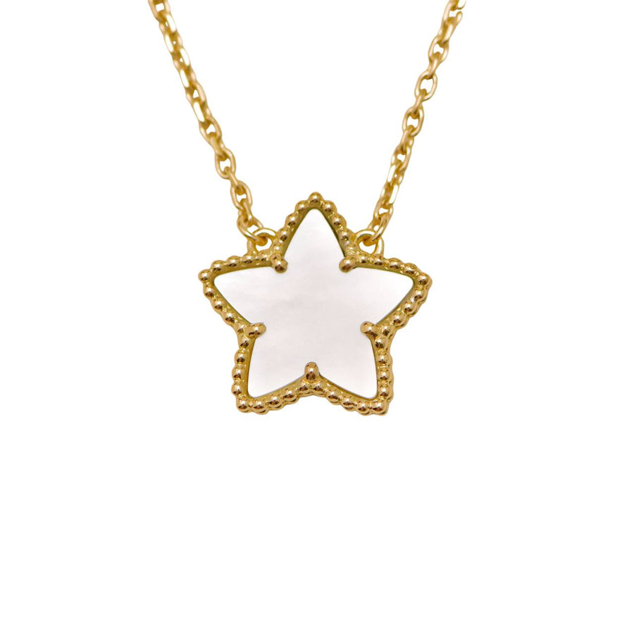 Preloved Authentic Van Cleef & Arpels Alhambra 2008 Holiday Necklace Mother of Pearl 18K Yellow Gold