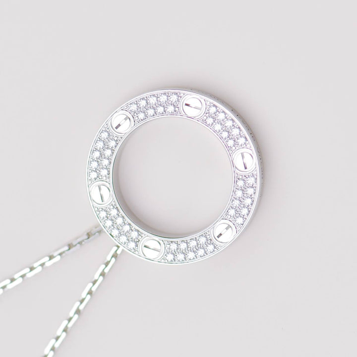 Authentic Preowned Cartier Love Pavé Diamond 18K White Gold Necklace