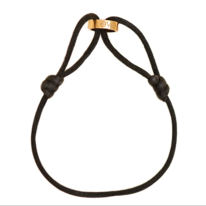 Authentic second hand full set Cartier Love Cord bracelet in 18K rose gold with black adjustable cord