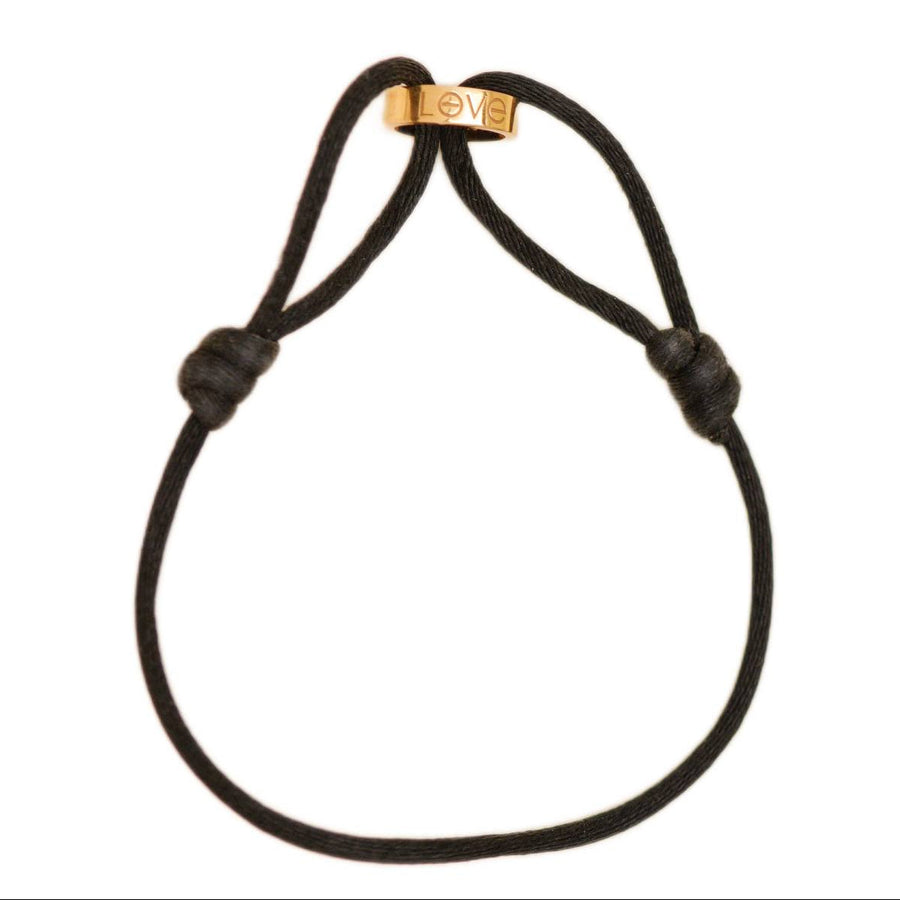 Authentic second hand full set Cartier Love Cord bracelet in 18K rose gold with black adjustable cord