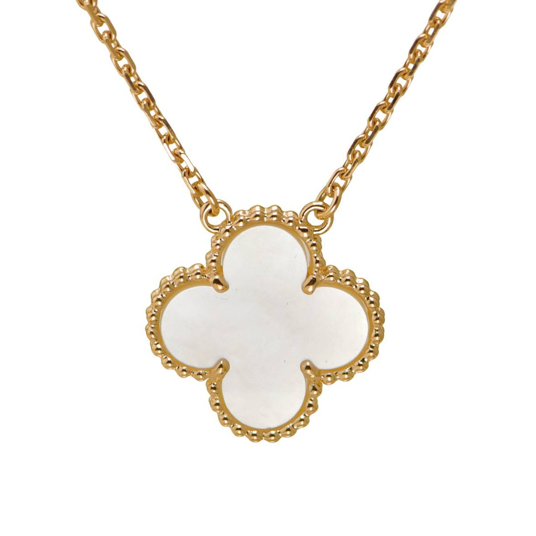 Preloved Van Cleef & Arpels Vintage Alhambra Necklace Mother of Pearl 18K Yellow Gold