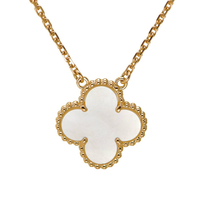 Preloved Van Cleef & Arpels Vintage Alhambra Necklace Mother of Pearl 18K Yellow Gold