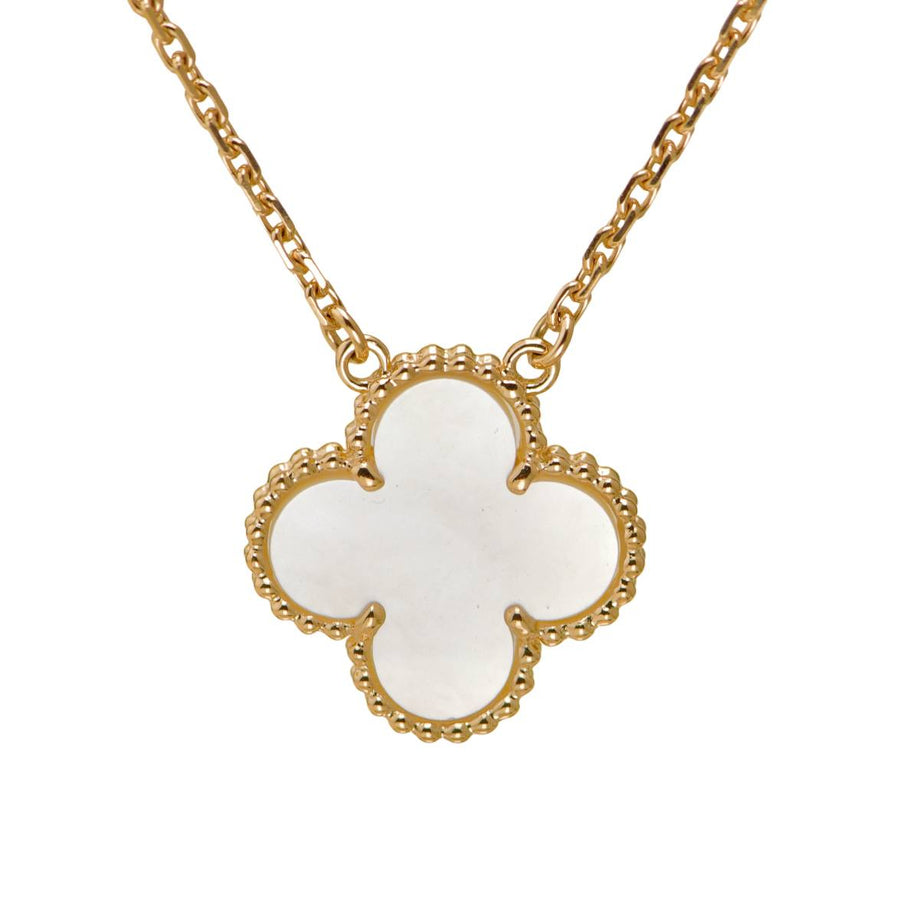 Preloved Van Cleef & Arpels Vintage Alhambra Necklace Mother of Pearl 18K Yellow Gold