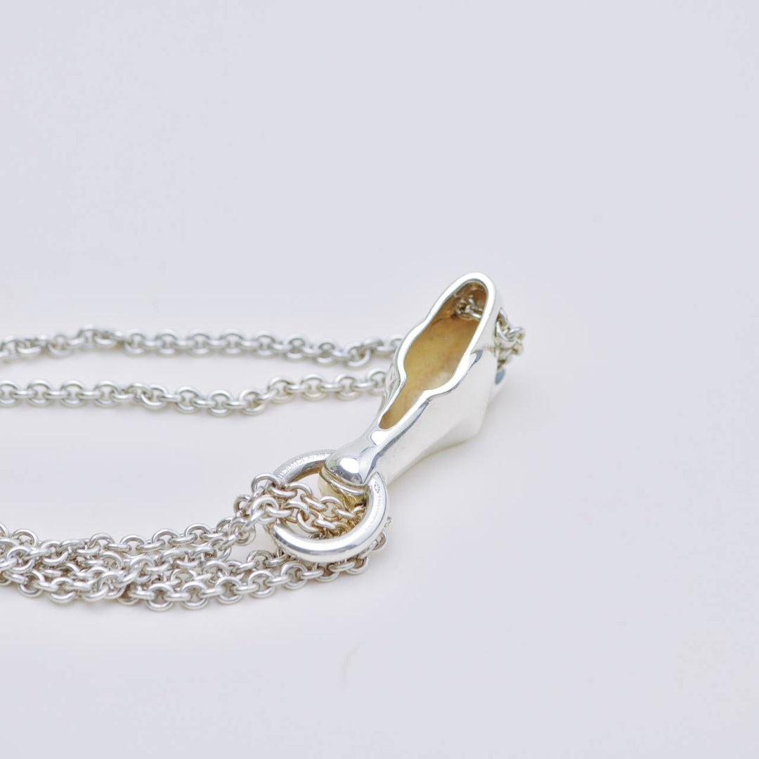 Preowned Hermès Galop Horse Motif Silver Necklace Large Model